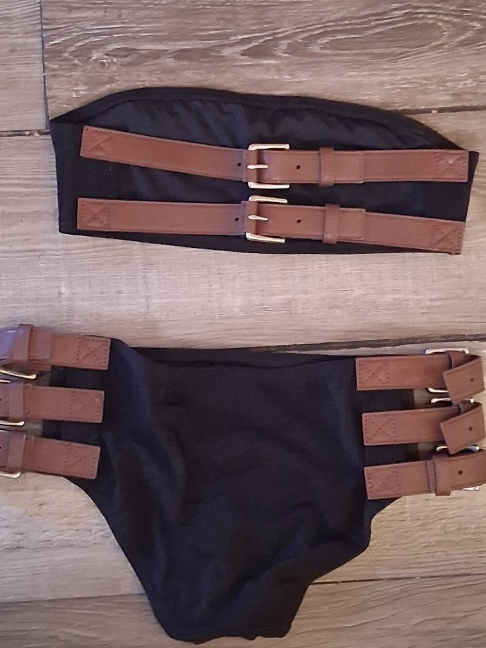 Michael Kors Collection Belted Navy Bikini Swimsuit  Size 4  XS   $345.+